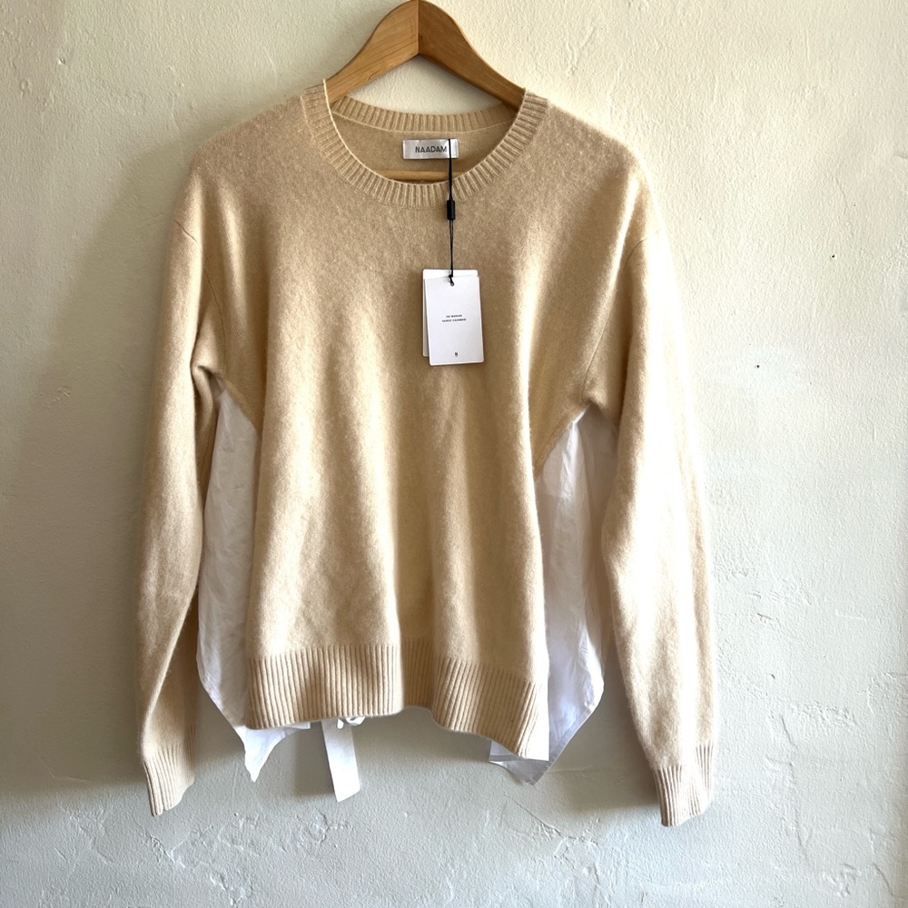 NWT - NAADAM Cream Sweater with White Details